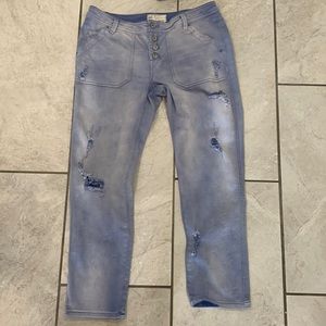 Free People cargo button fly distressed light wash jeans
